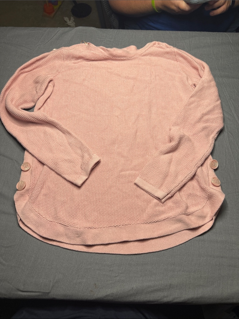 Westport Cozy Pink Button-Side Crew Sweater